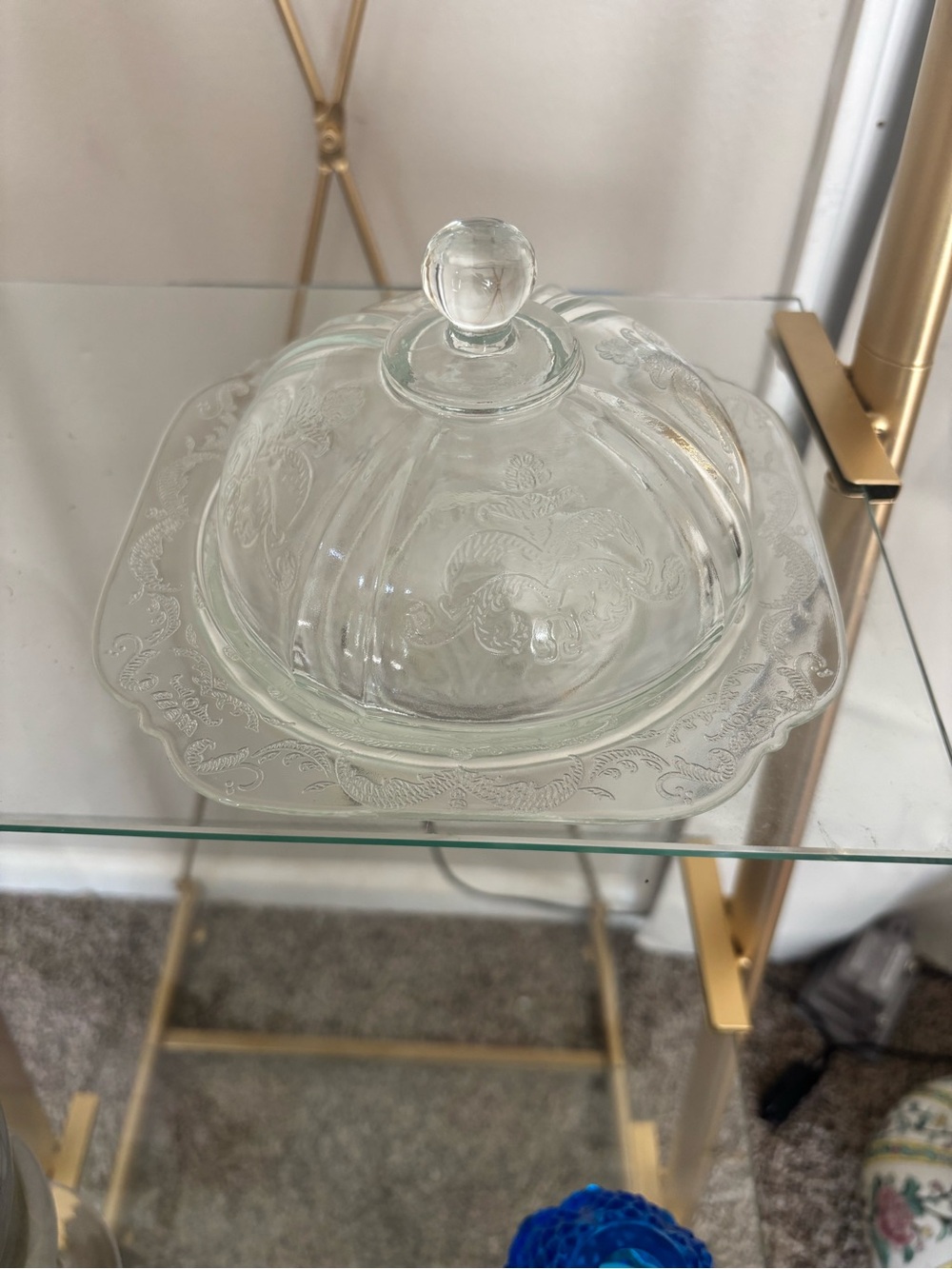 Vintage Madrid pattern covered butter dish